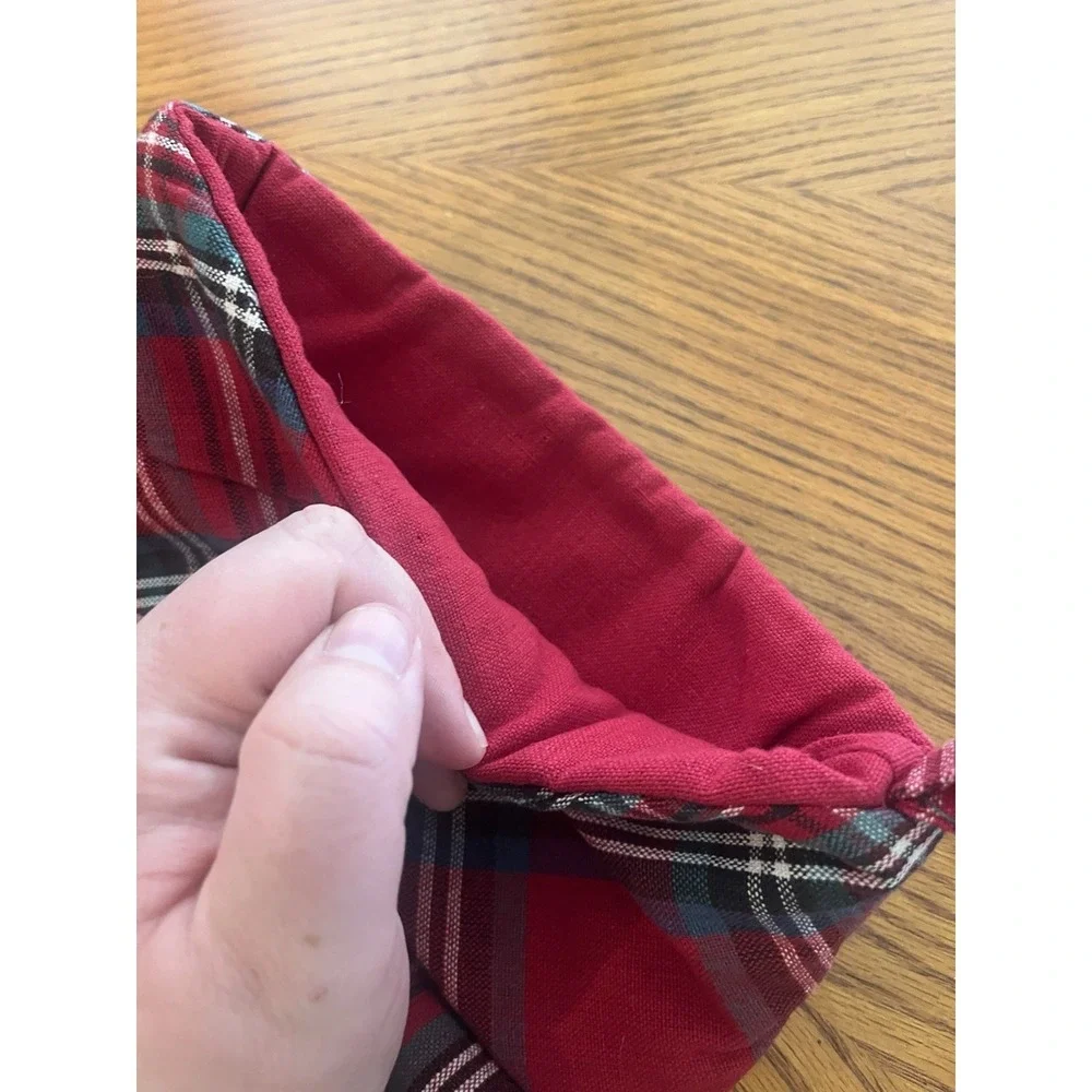 Red Plaid Christmas Stocking Thick Cotton Fabric Country Equestrian English 20